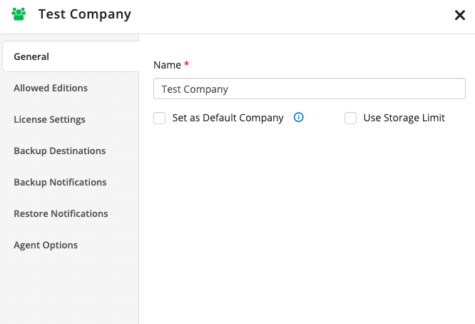 Companies and Users tab