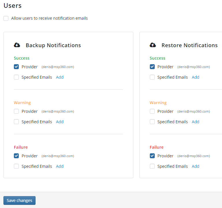 Configuring Global Options for Backup and Restore Notifications