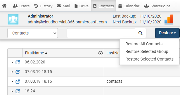 Contacts and Calendar Recovery