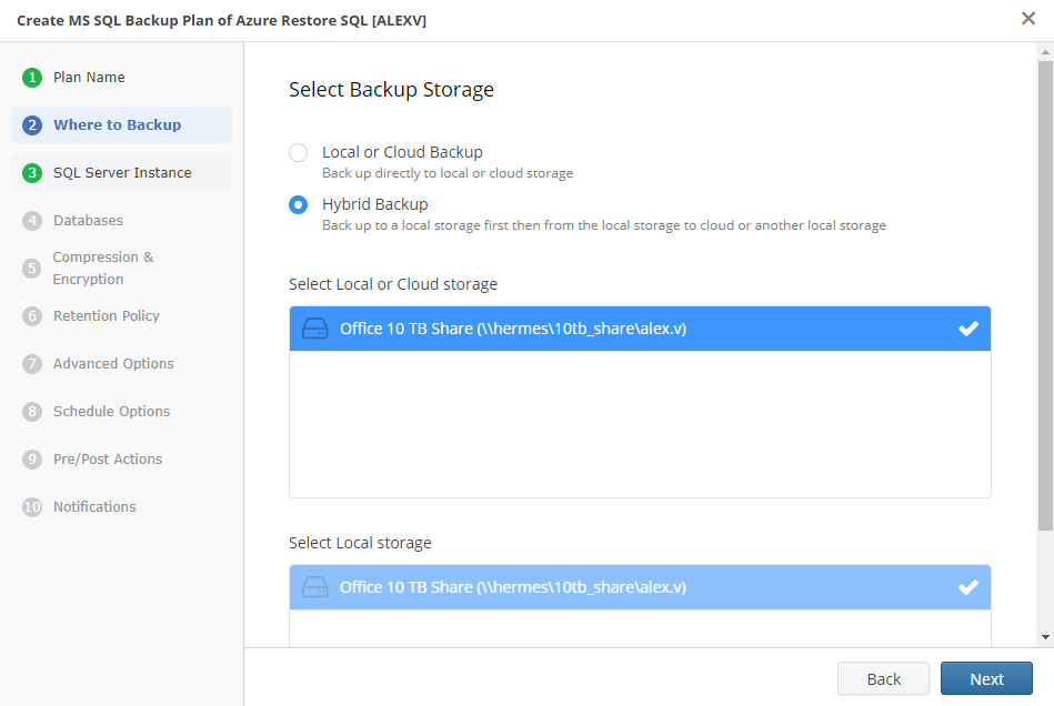 MSP360 Managed Backup Service: Selecting a Storage