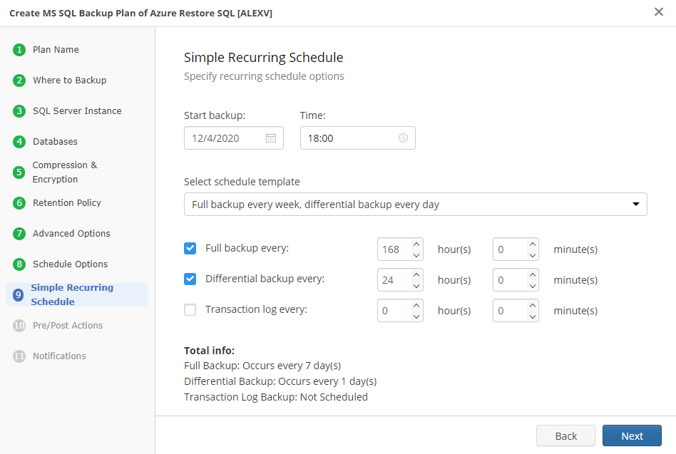 MSP360 Managed Backup Service: Simple Schedule