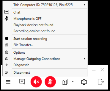 Managed Remote Desktop: User Menu