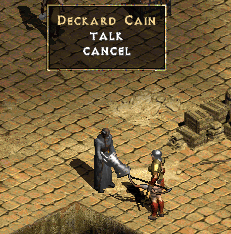 A screenshot from Diablo II: Deckard Cain