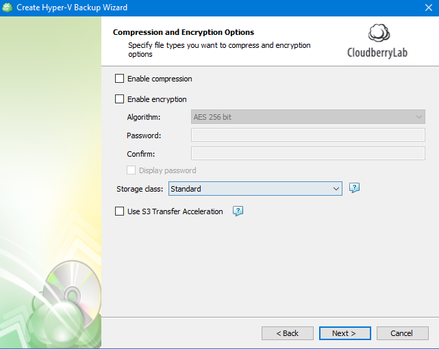 Hyper-V Backup: Compression and Encryption Options