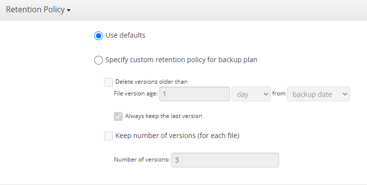 Hyper-V Backup: Retention Policy