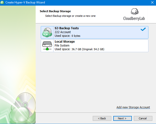 Hyper-V Backup: Choosing a Storage