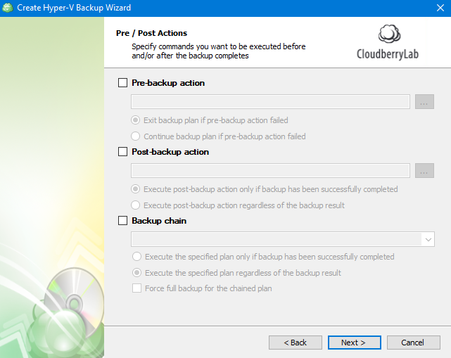 Hyper-V Backup: Pre-/Post-Actions