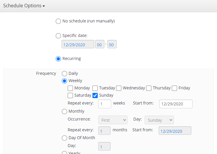 Hyper-V Backup: Schedule Options