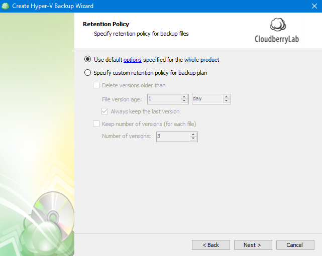 Hyper-V Backup: Configuring Retention Policy