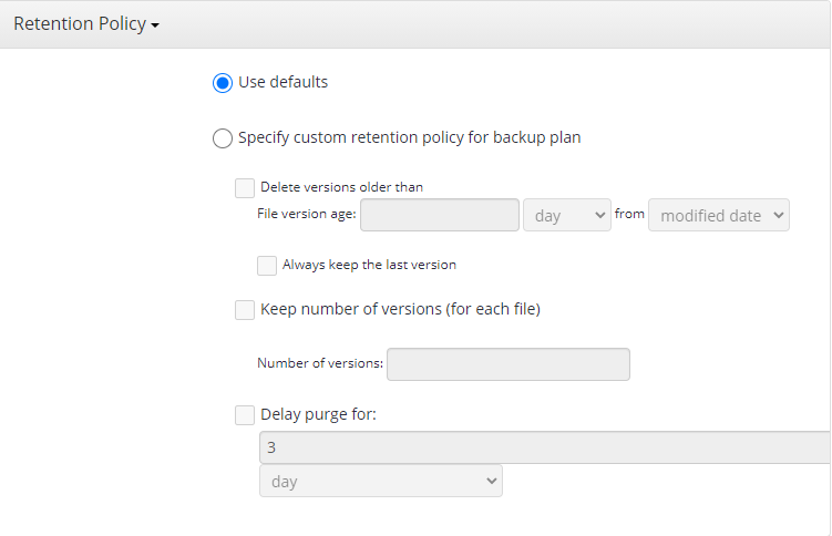 Setting Up Retention Policy in MSP360 Managed Backup Web Console