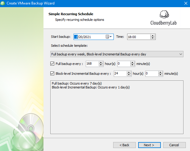 Simple Schedule in MSP360 Managed Backup Web Agent