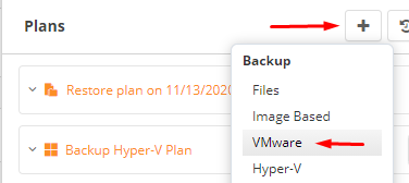 Choosing a VMware Backup in MSP360 Managed Backup Web Console