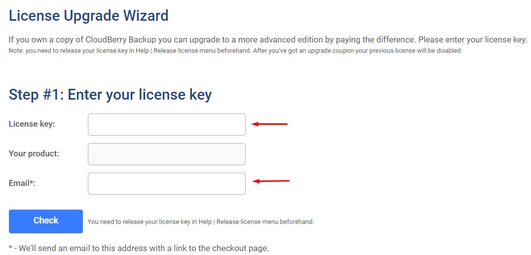 MSP360 Backup License Upgrade Wizard