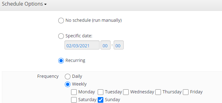 Full Backup Schedule Options in MSP360 Managed Backup Web Console