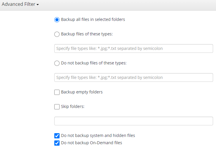 MSP360 Managed Backup: Advanced Filter