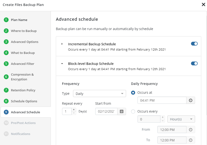 MSP360 Managed Backup: Advanced Schedule Options