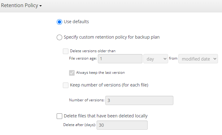 MSP360 Managed Backup: Retention Policy