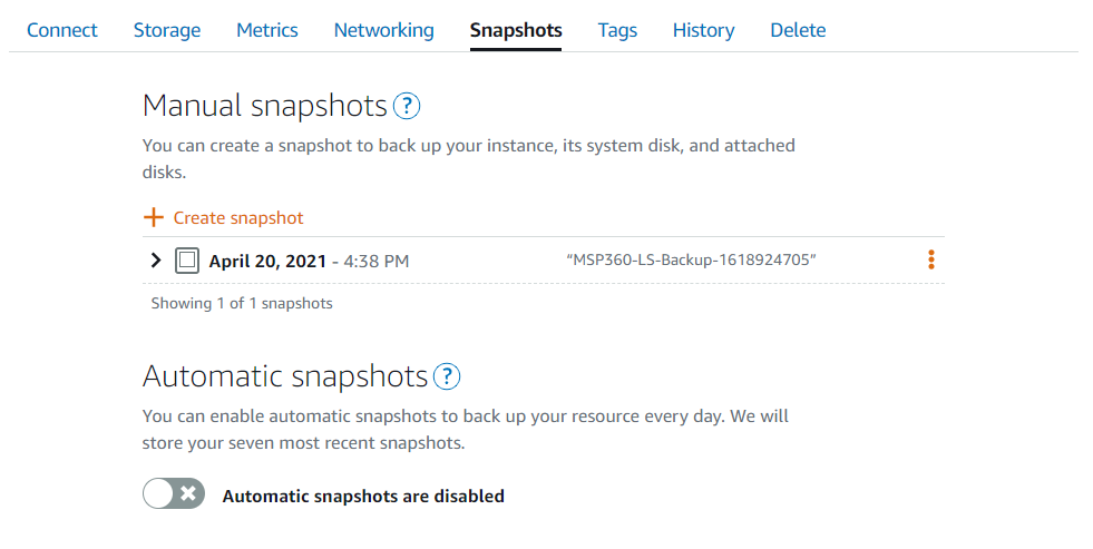 The Snapshots Tab