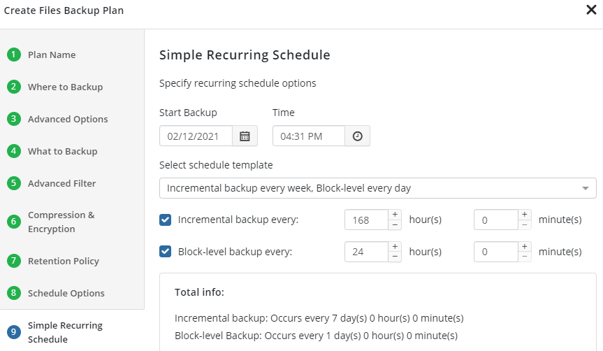 MSP360 Managed Backup: Simple Schedule Options