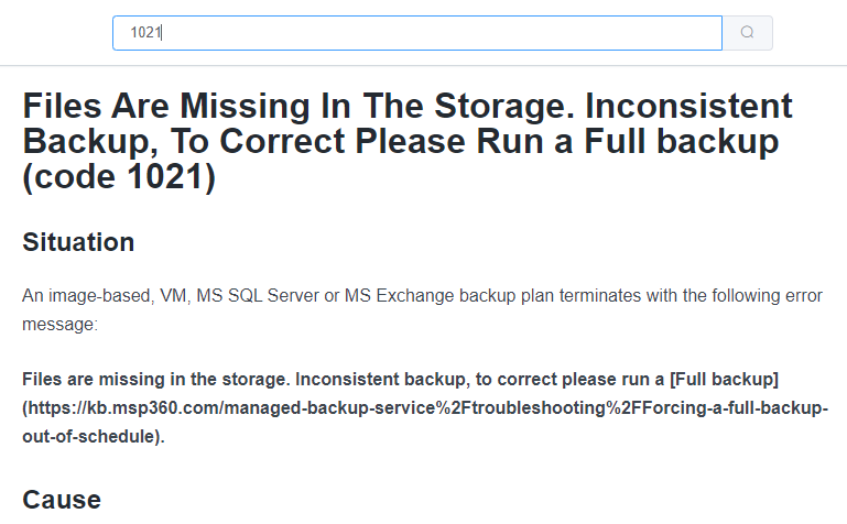 MSP360 Managed Backup: Issue Solving Description