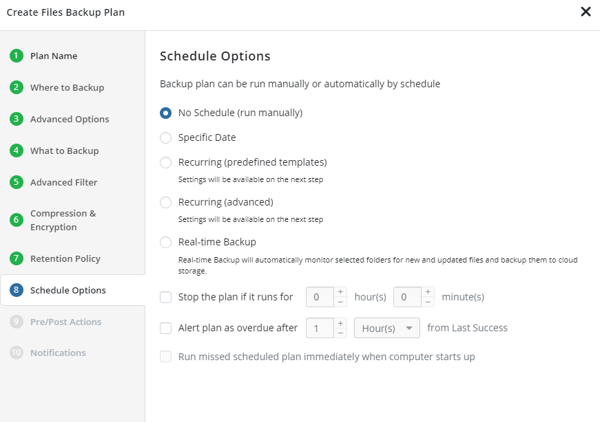 MSP360 Managed Backup: Schedule Options