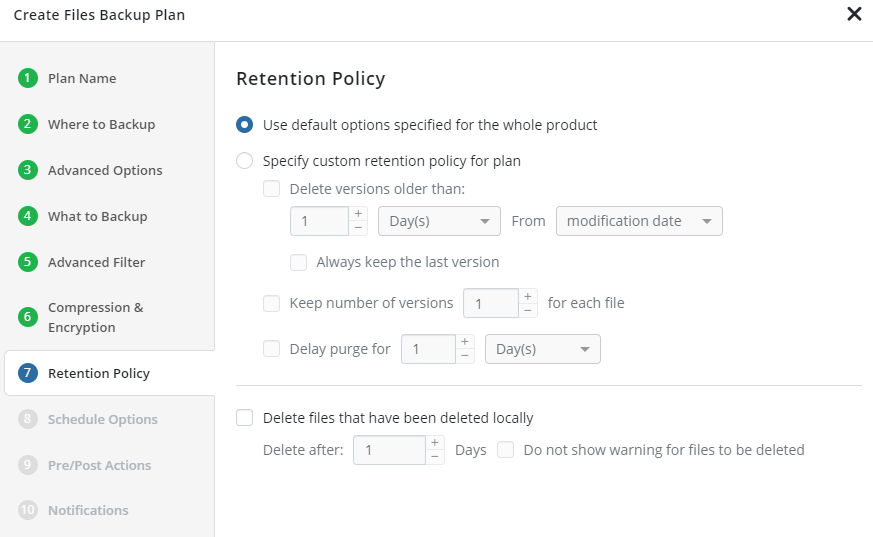 MSP360 Managed Backup: Retention Policy