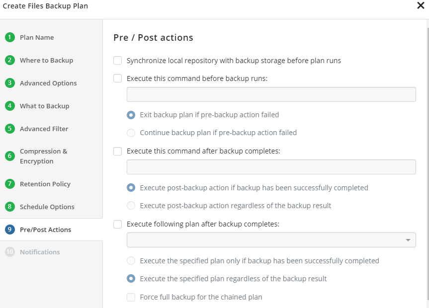 MSP360 Managed Backup: Pre-/Post-Actions