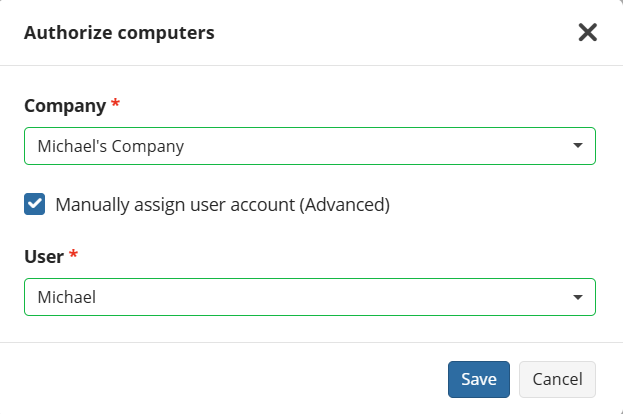 Assign company and user
