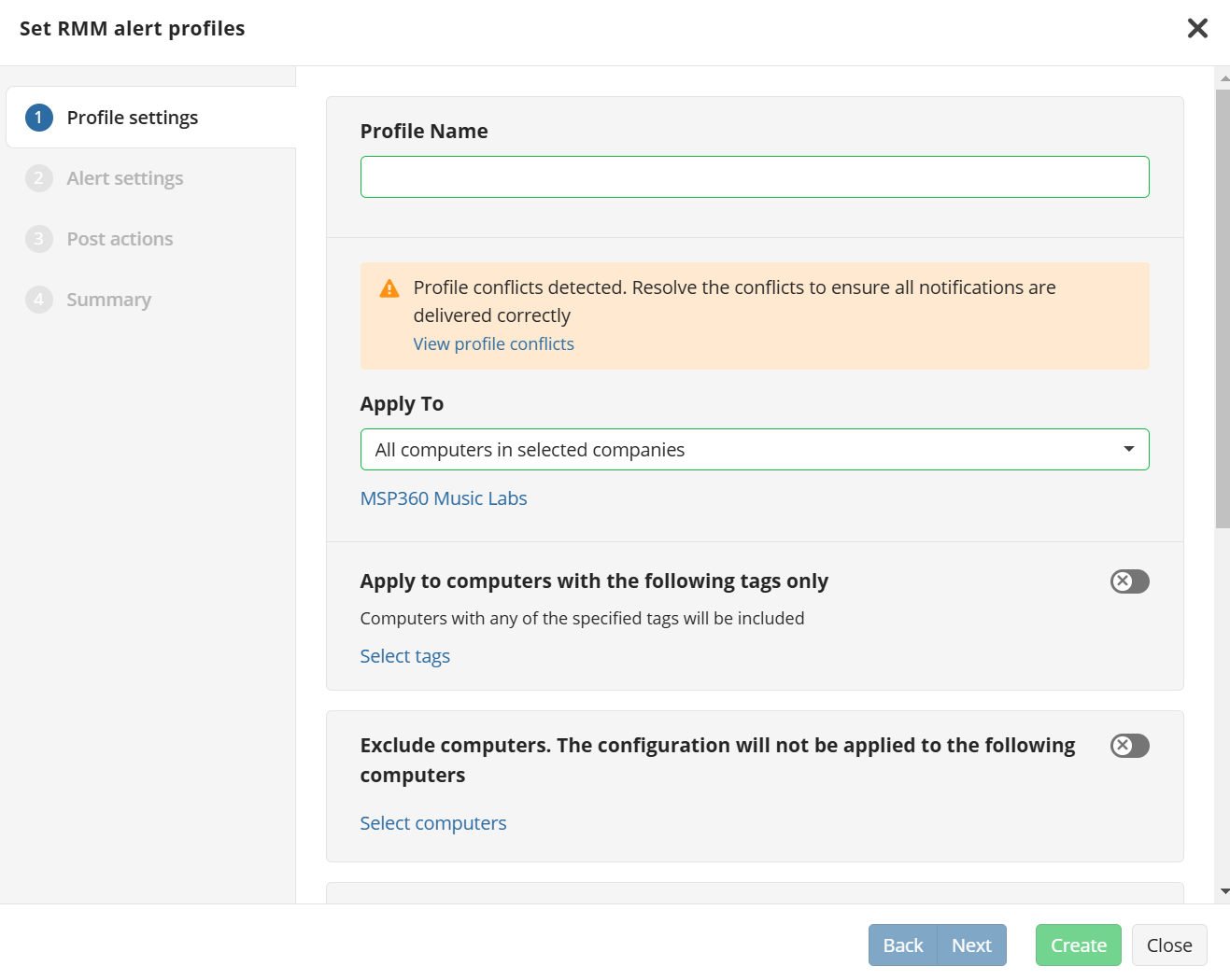 Alert Profile Conflicts | MSP360 Blog Alert Profile Conflicts