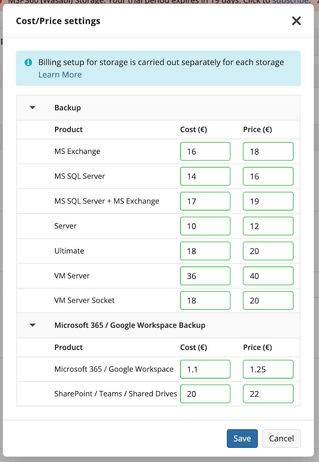 Set up custom prices