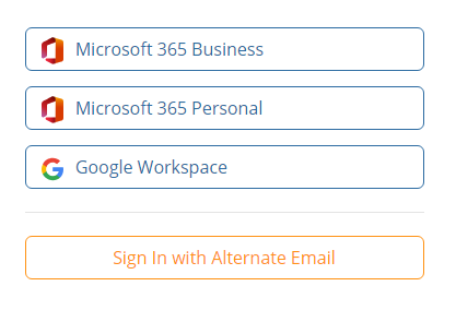 Microsoft or Google Workspace account type