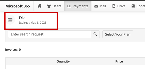Payment Section in the Console