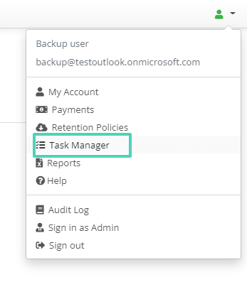 Task Manager in MSP360 Backup console
