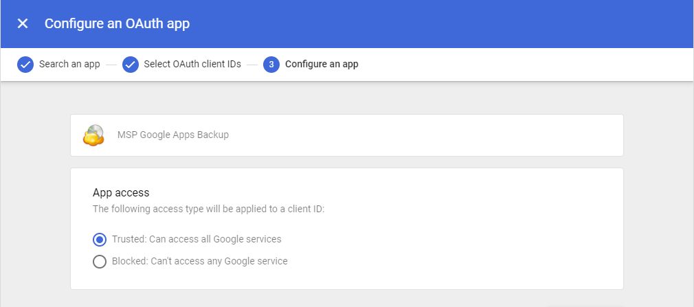 How to configure OAuth app in Google Admin Console