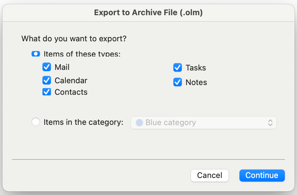 How to backup Outlook - Export on Mac (.olm)