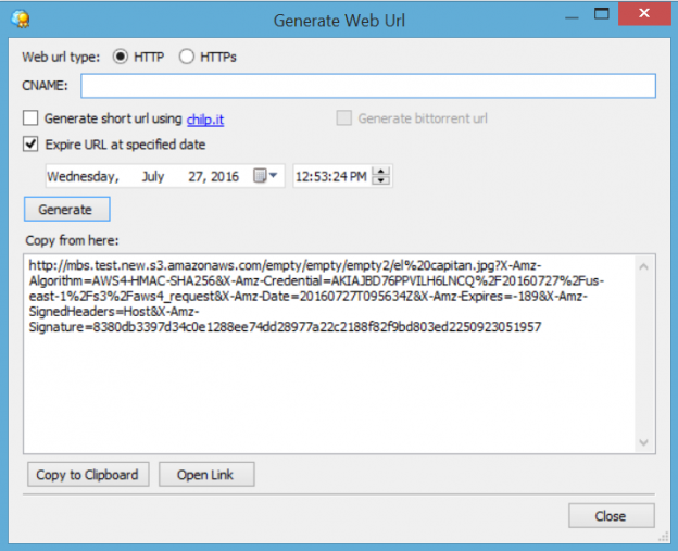 How to generate Amazon S3 Web URLs using MSP360 Explorer