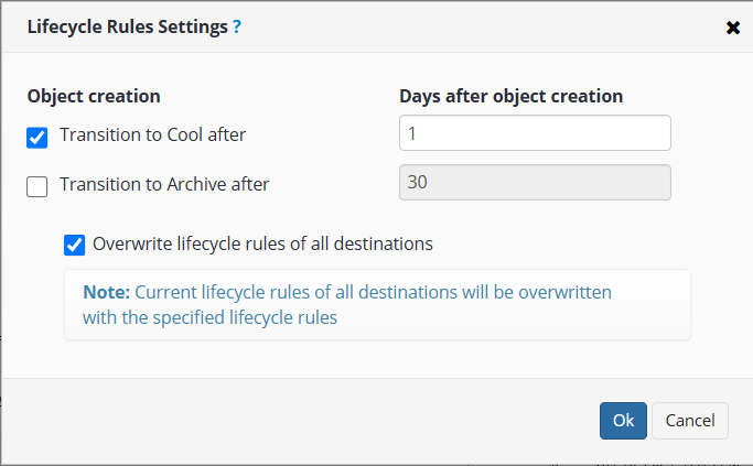 Lifecycle rules settings