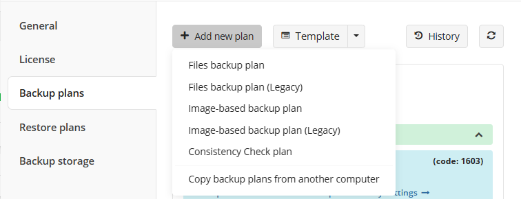 Managed Backup - create backup plan