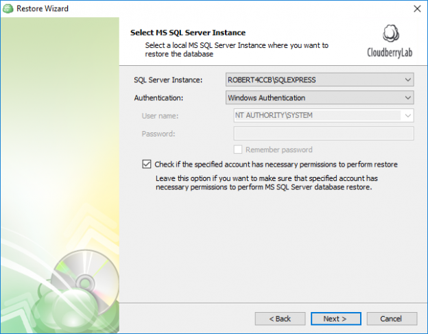 SQL Server Database Restore with MSP360 Backup