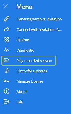 Session recording in menu