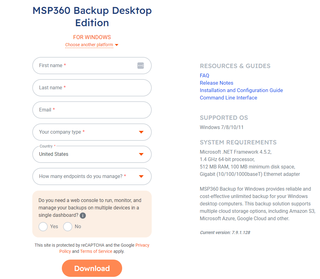 signup for MSP360 backup