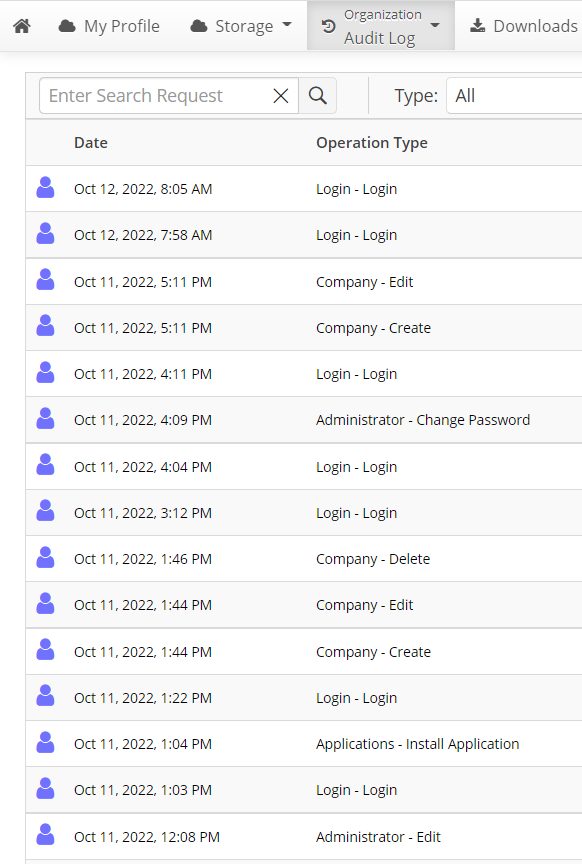 Audit log