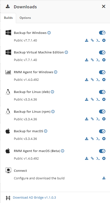 Downloads tab