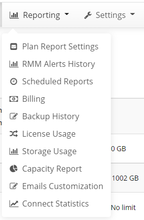 Reporting tab