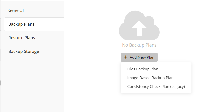 select backup plan