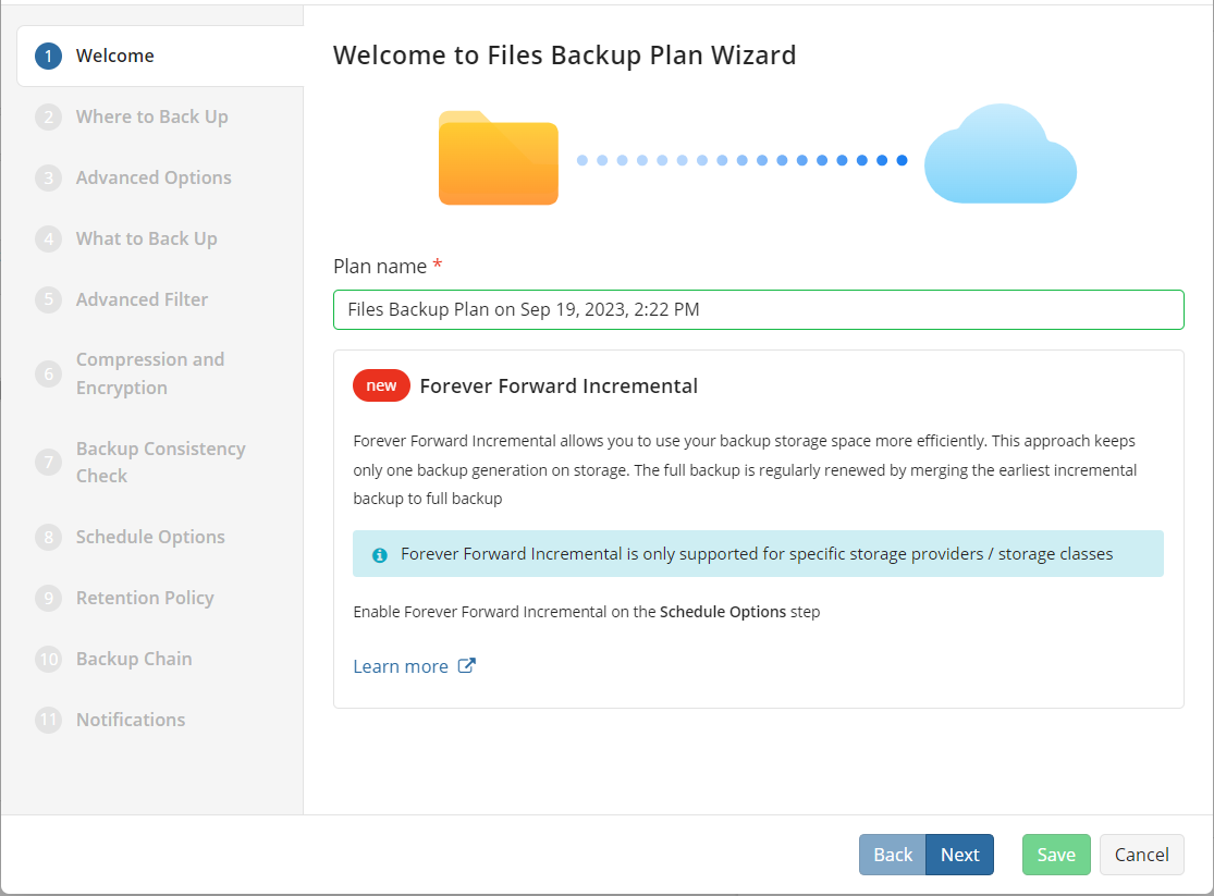 file backup plan wizard