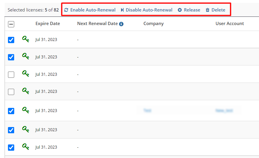 license management for multiple licenses