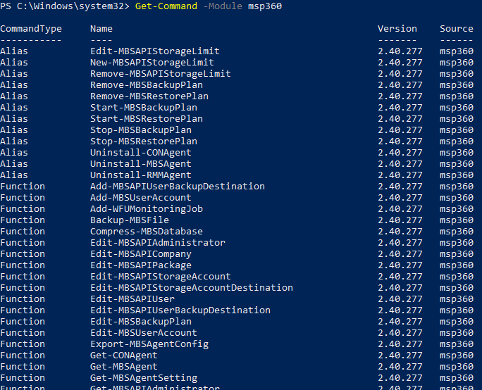  Get-Command -Module msp360 script