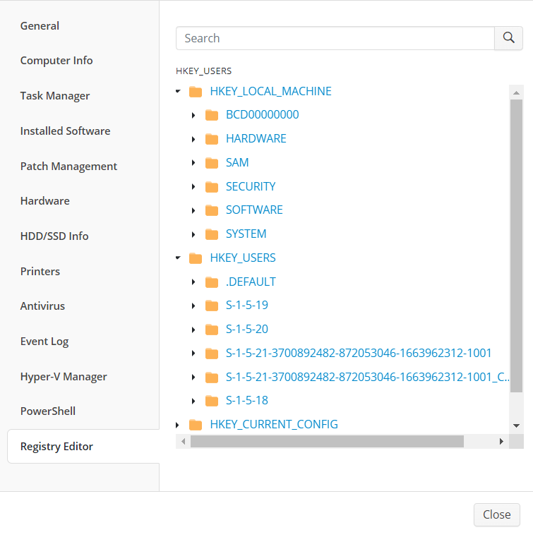 Registry editor