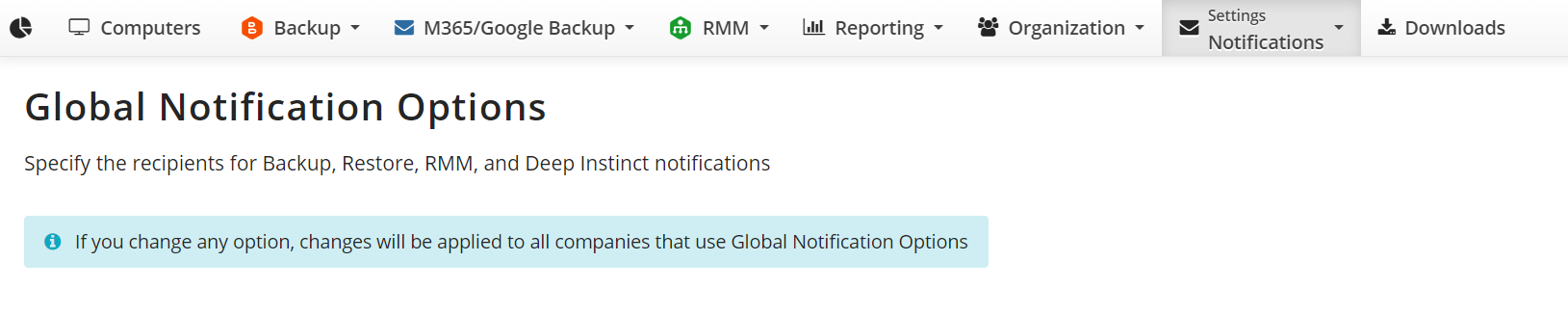 RMM Global notifications